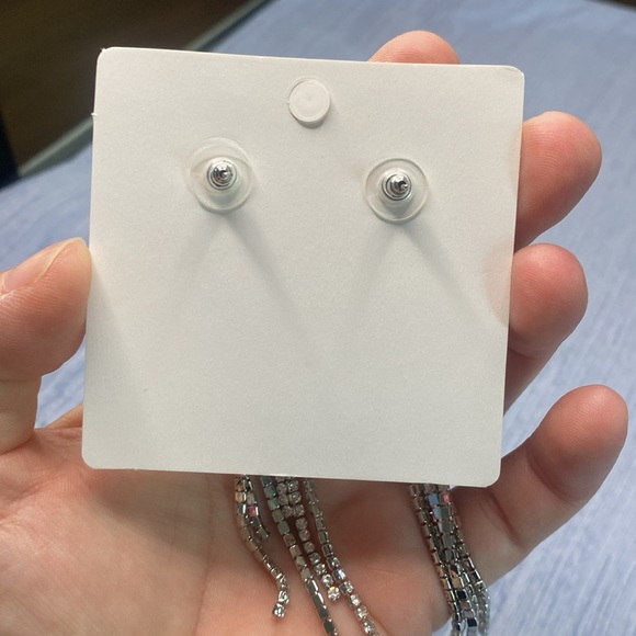 Silver Tone Tassell Dangle Earrings - Picture 5 of 5